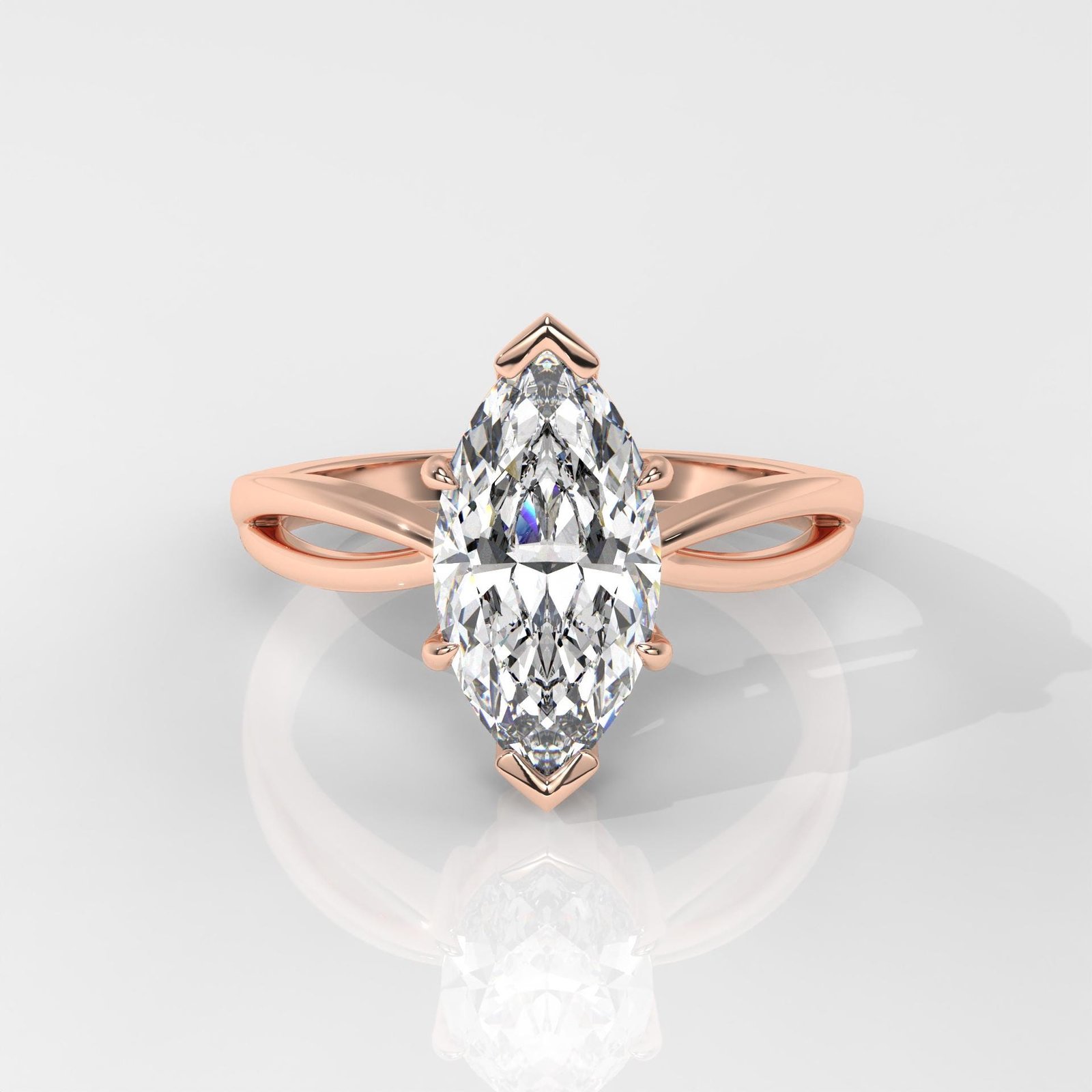 Marquise Cut Solitaire Engagement Ring with Split Shank - Image 10
