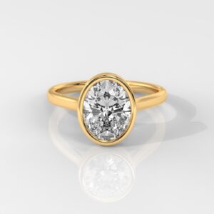 Oval Cut Bezel Set Diamond Engagement Ring