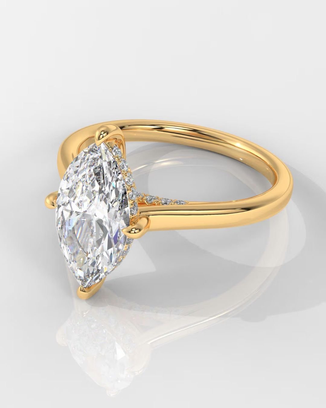 Marquise Cut Engagement Ring With Hidden Halo - Image 5