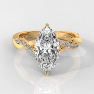 Marquise Diamond Engagement Ring With Twisted Band