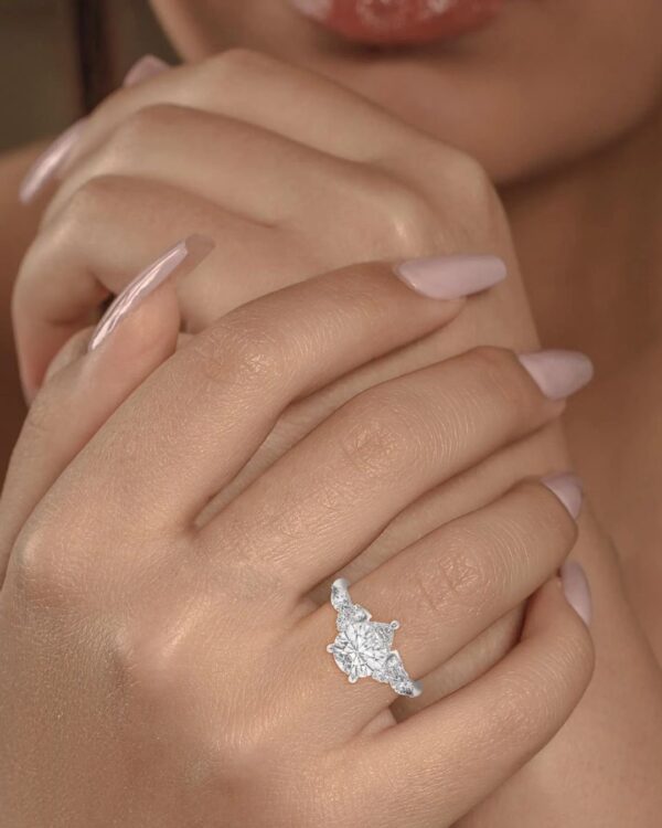 Pear Cut Diamond Engagement Ring With Side Stones – OTP
