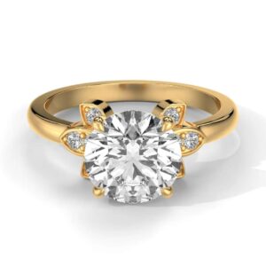 Round Cut Cluster Diamond Engagement Ring