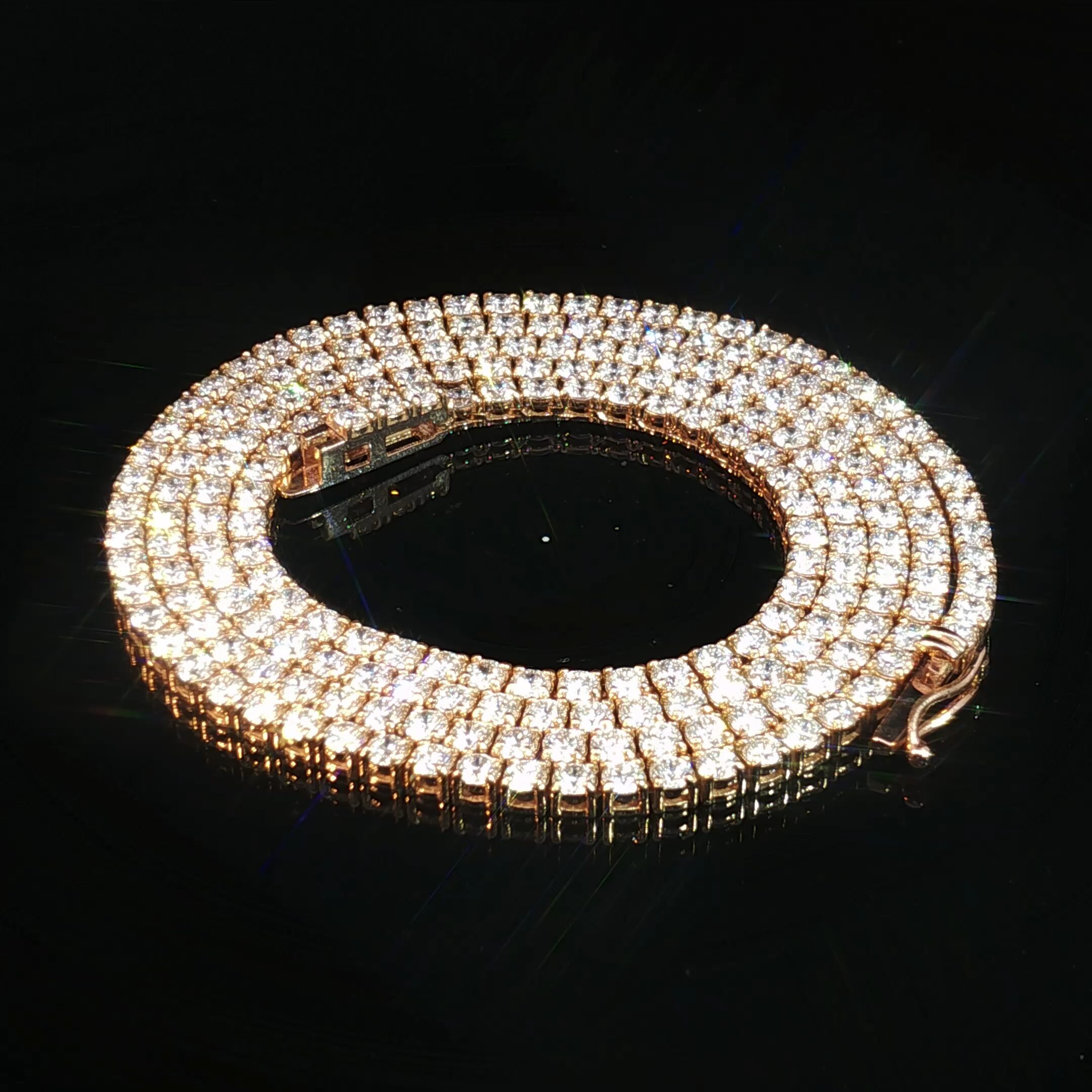 14K Rose Gold Diamond Tennis Necklace - Image 2