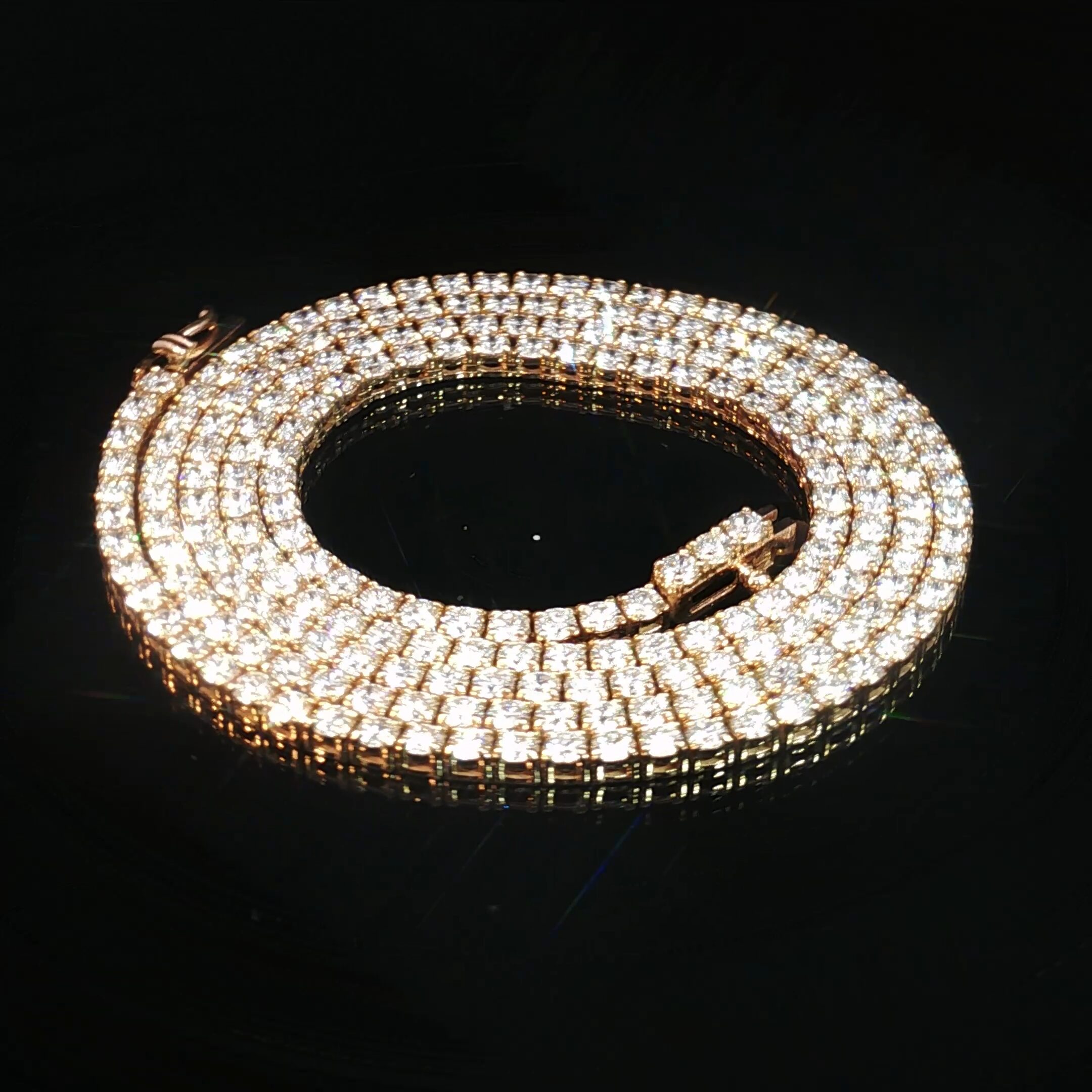 14K Rose Gold Diamond Tennis Necklace - Image 4