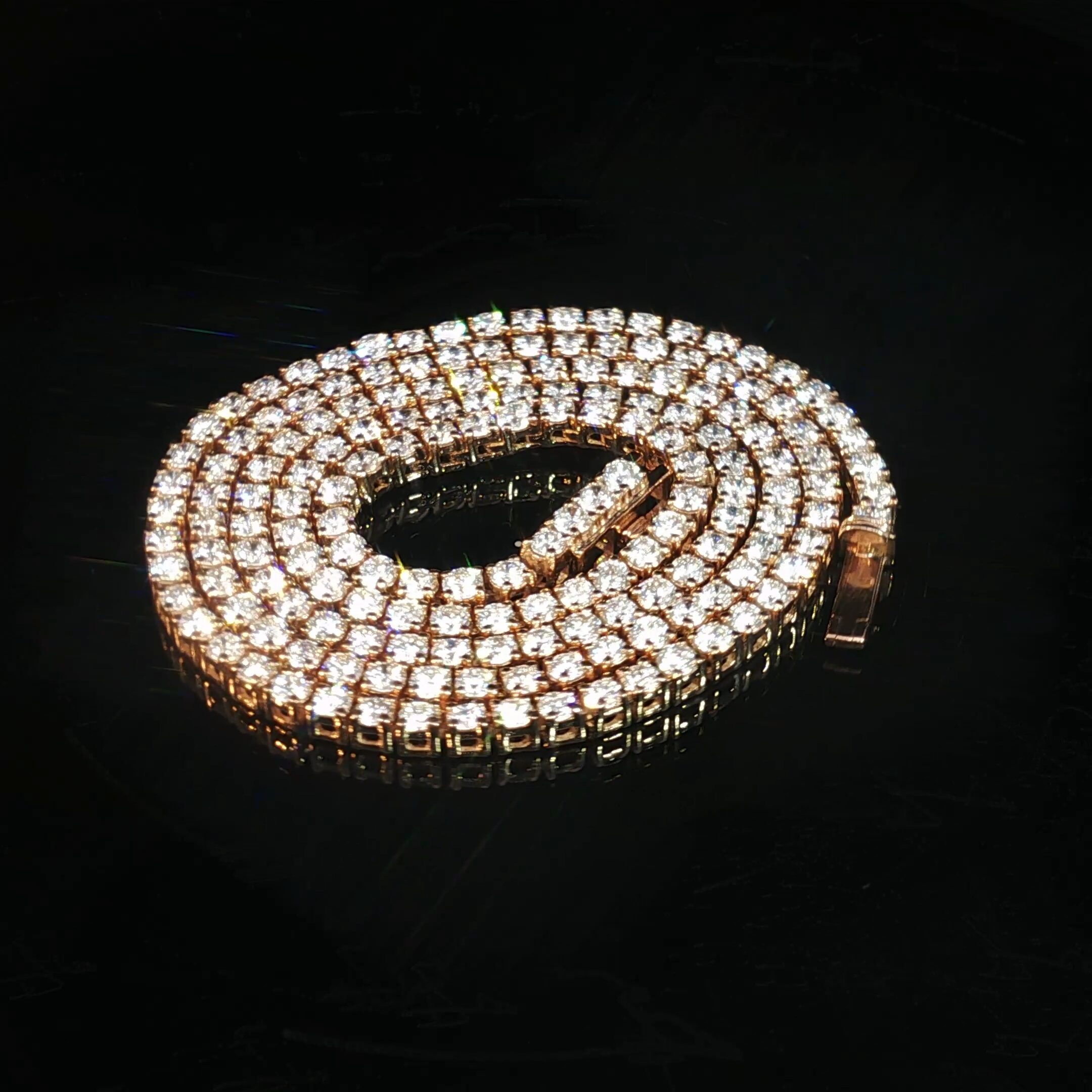 14K Rose Gold Round Tennis Necklace - Image 4