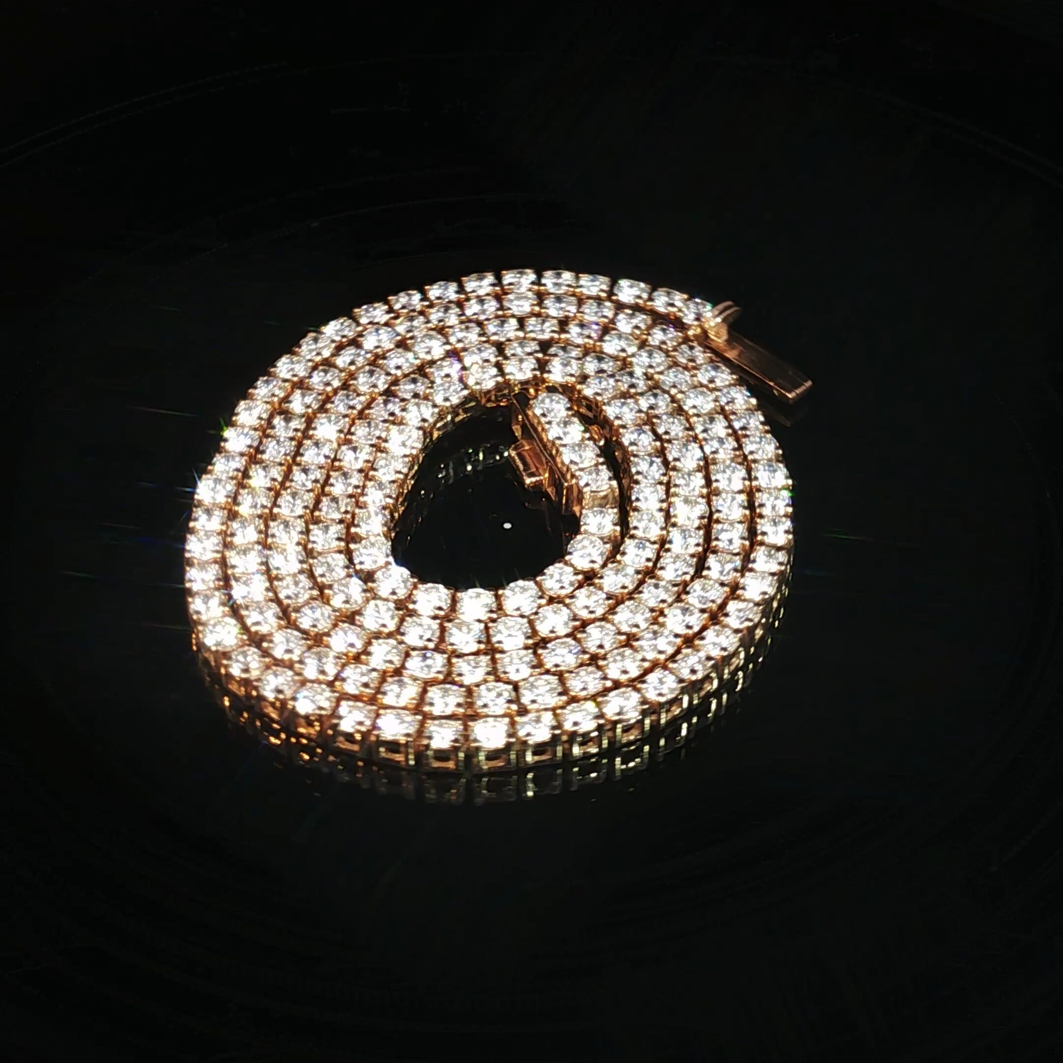 14K Rose Gold Round Tennis Necklace - Image 2