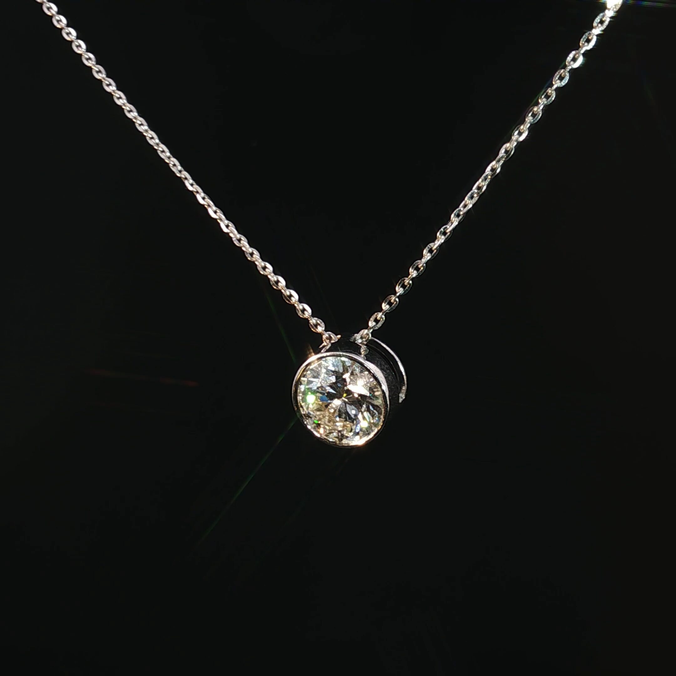 14K Diamond Solitaire Necklace - Image 4