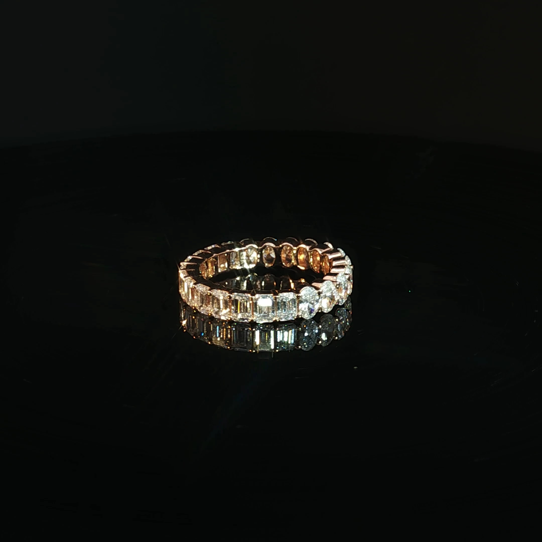 14K Gold Oval & Emerald Eternity Band with 3.33CT Diamonds