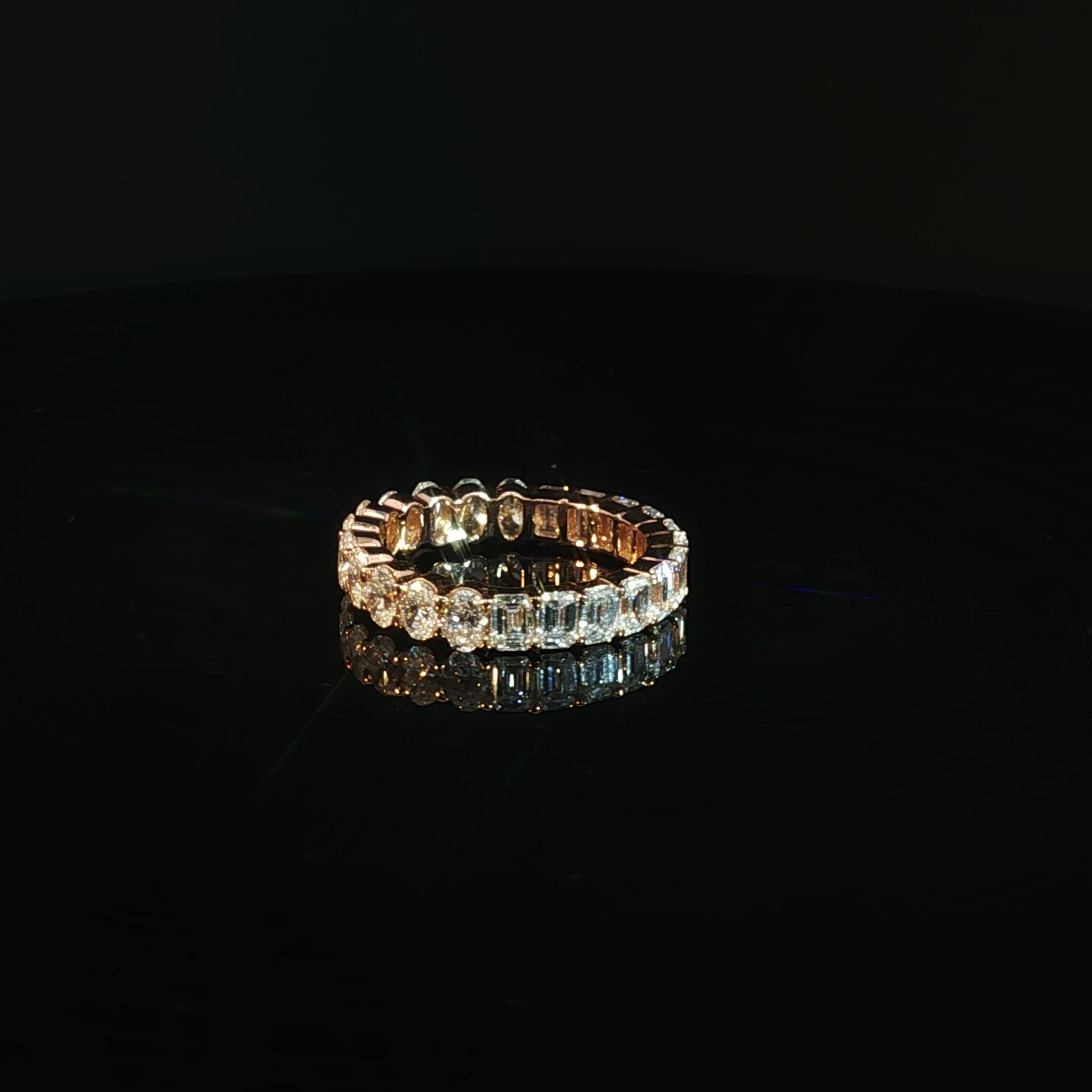 14K Gold Oval & Emerald Eternity Band with 3.33CT Diamonds - Image 2