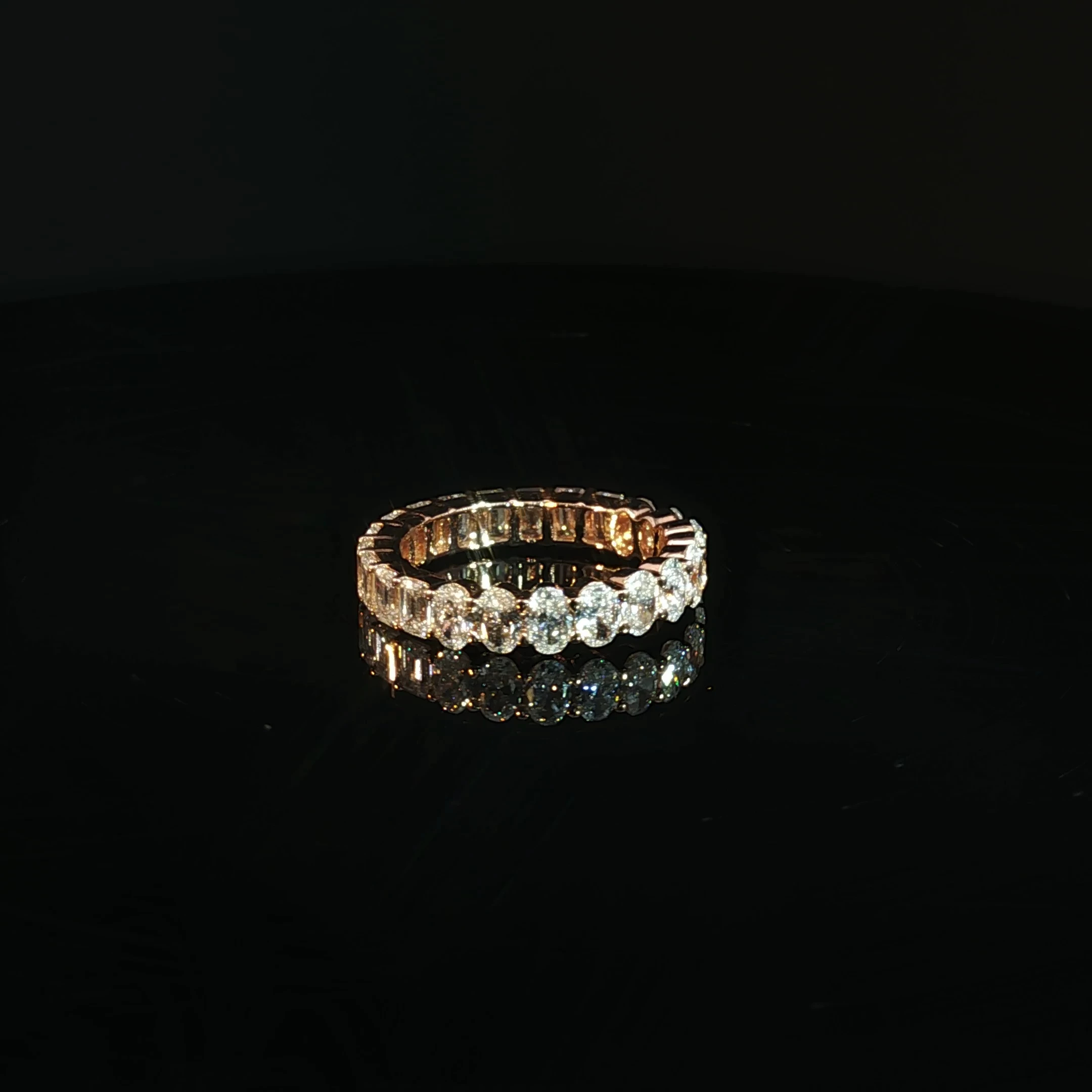 14K Gold Oval & Emerald Eternity Band with 3.33CT Diamonds - Image 3