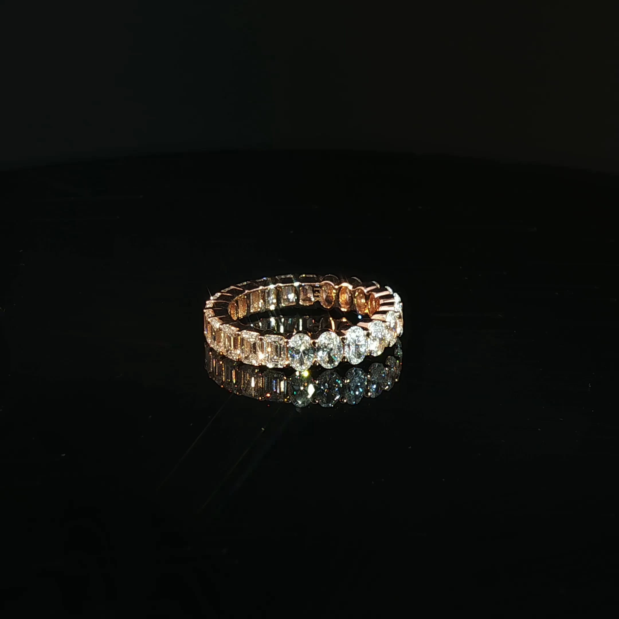14K Gold Oval & Emerald Eternity Band with 3.33CT Diamonds - Image 4