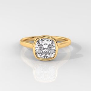 Square Cushion Cut Bezel Set Diamond Engagement Ring