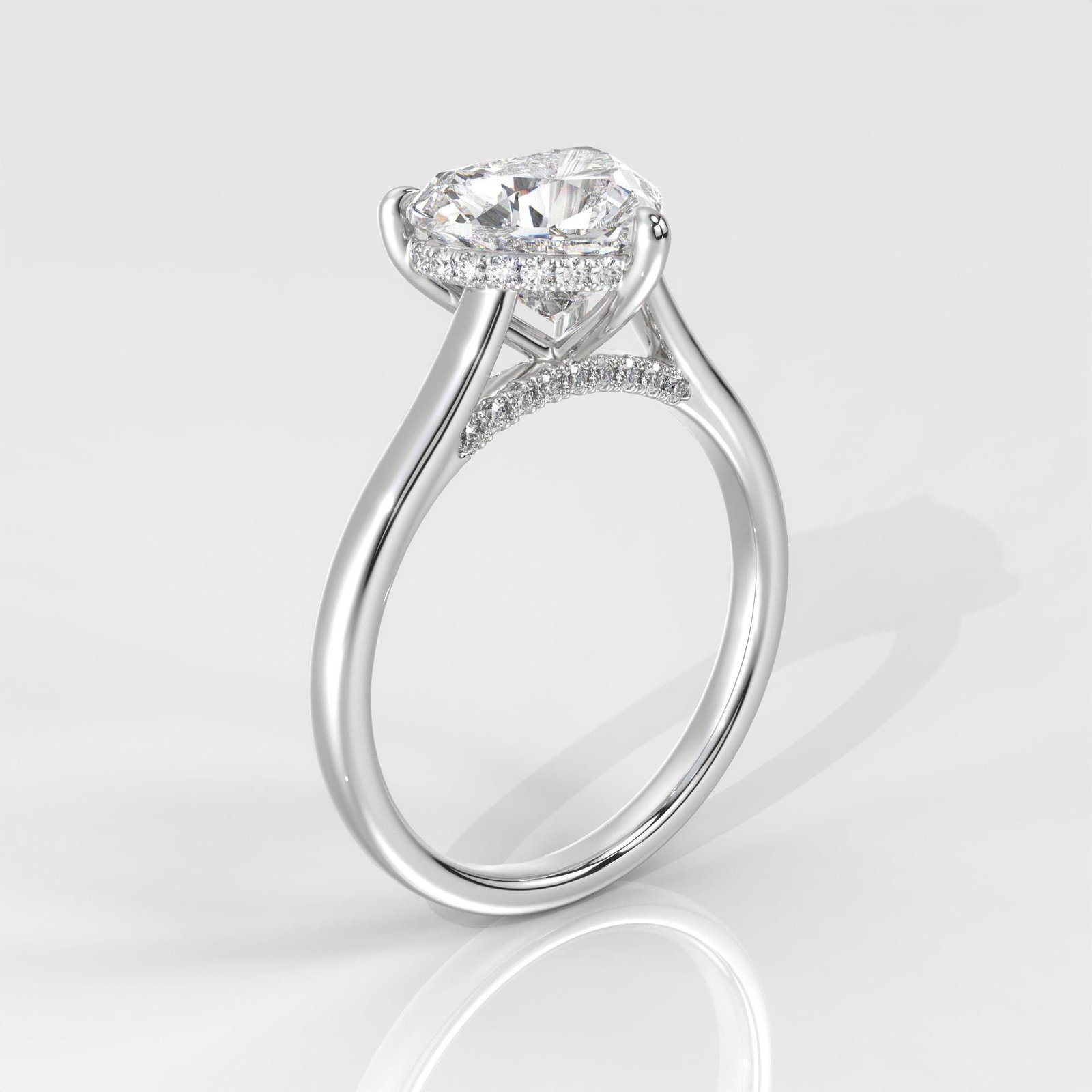 Heart Cut Hidden Halo Enagement Ring - Image 6