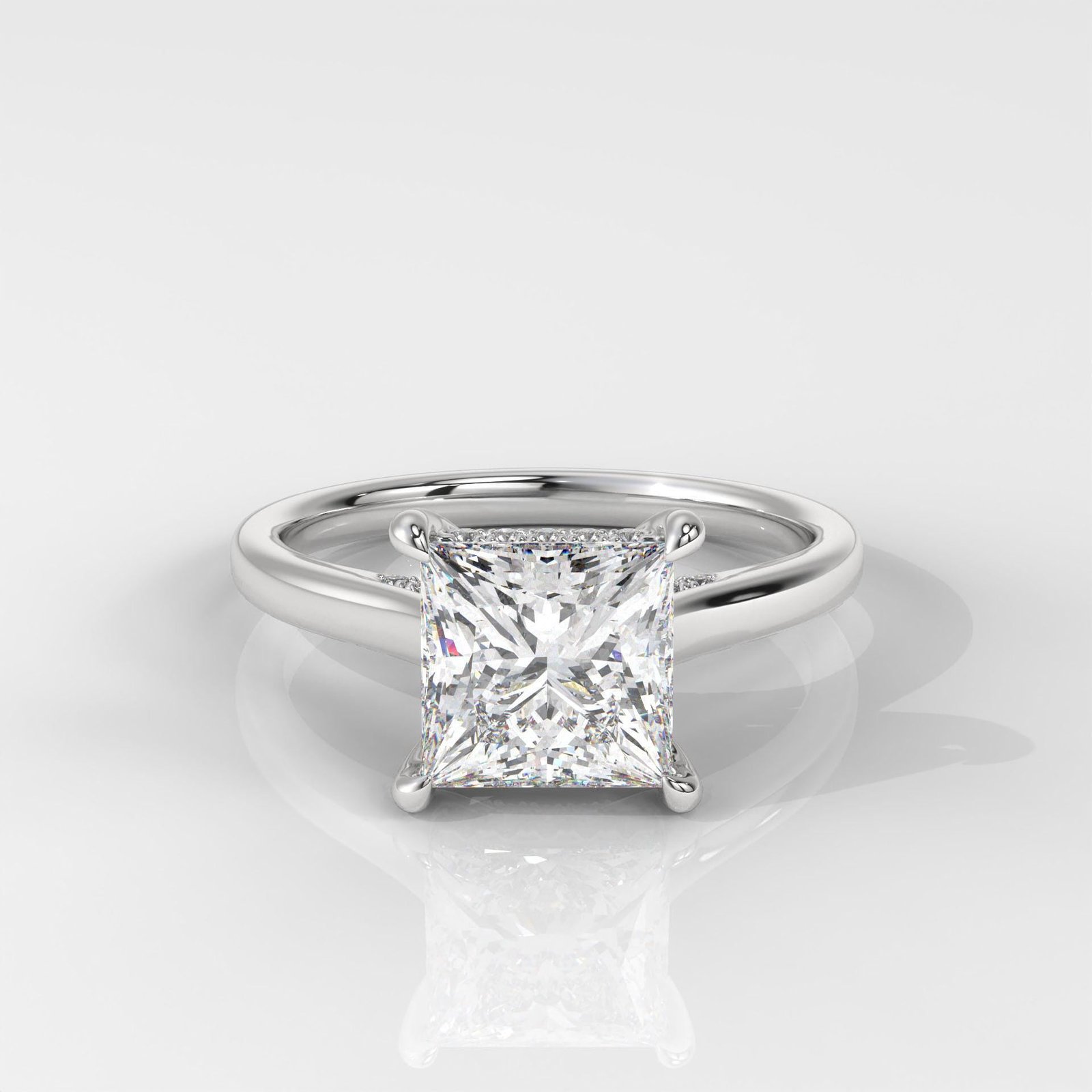 Princess Cut Hidden Halo Enagement Ring - Image 4