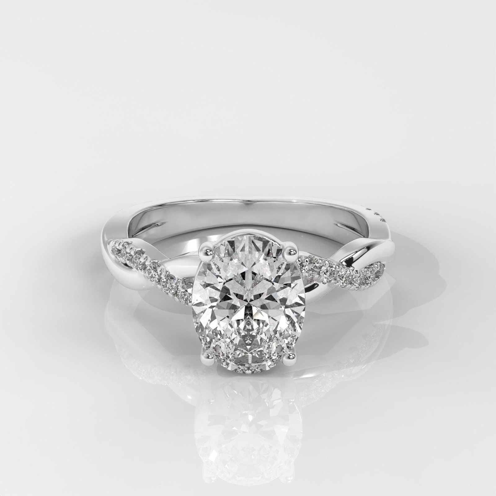 Oval Brilliant Cut Engagement Ring with Twisted Band - Image 5