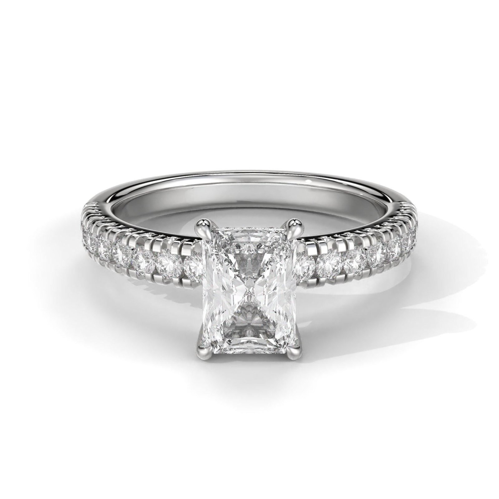 Radiant Cut Diamond Engagement Ring with Side Stones - Image 3