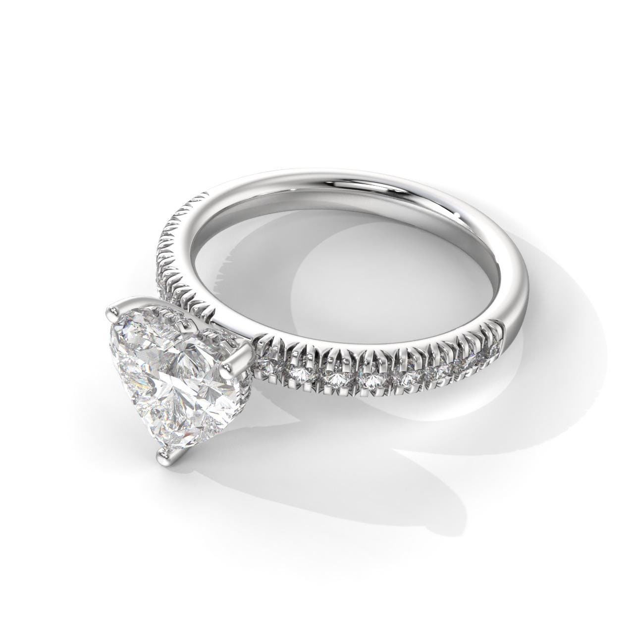 Heart-Shaped Diamond Hidden Halo Engagement Ring - Image 3