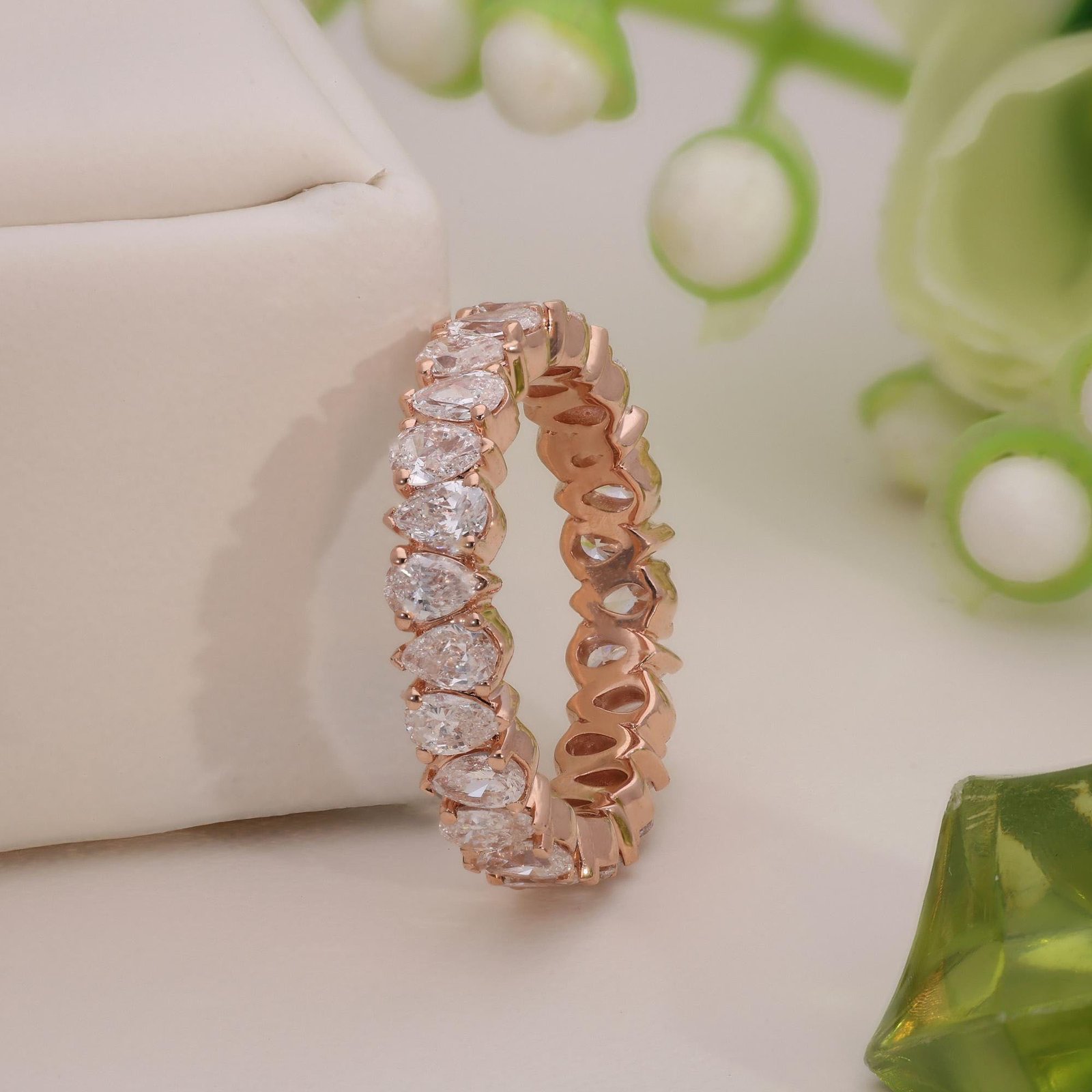 Rose Gold Pear Shape Eternity Band - Image 6