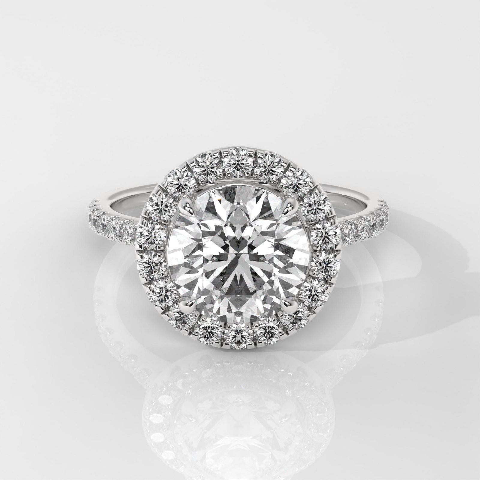 Round Halo IGI Certified Engagement Ring - Image 4