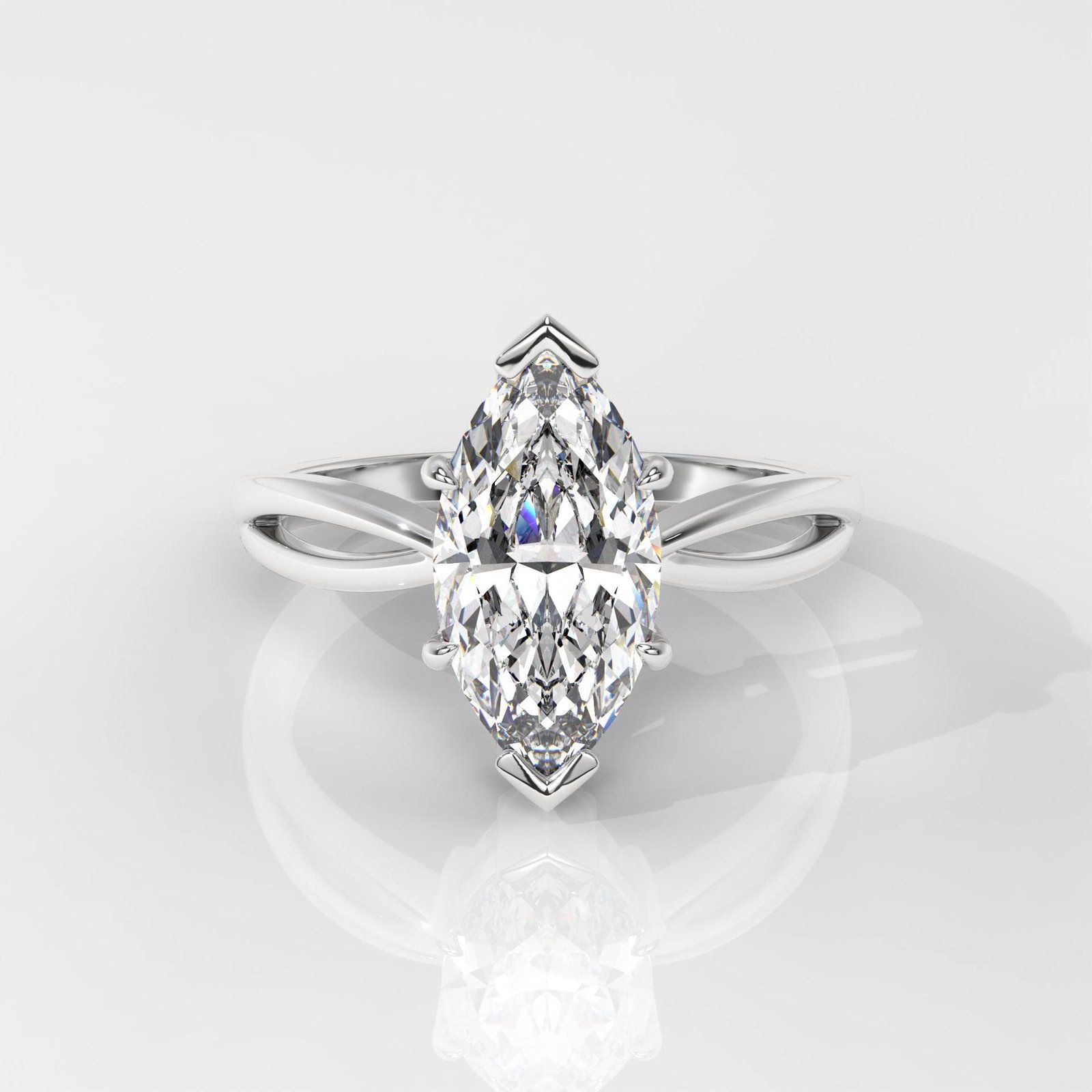 Marquise Cut Solitaire Engagement Ring with Split Shank - Image 5