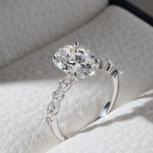 Oval Solitaire Engagement Ring With Side Stones