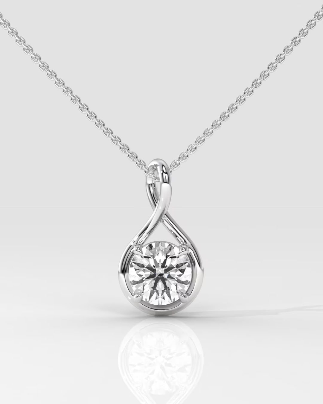 Twisted Round Lab Grown Diamond Solitaire Pendant - Image 4