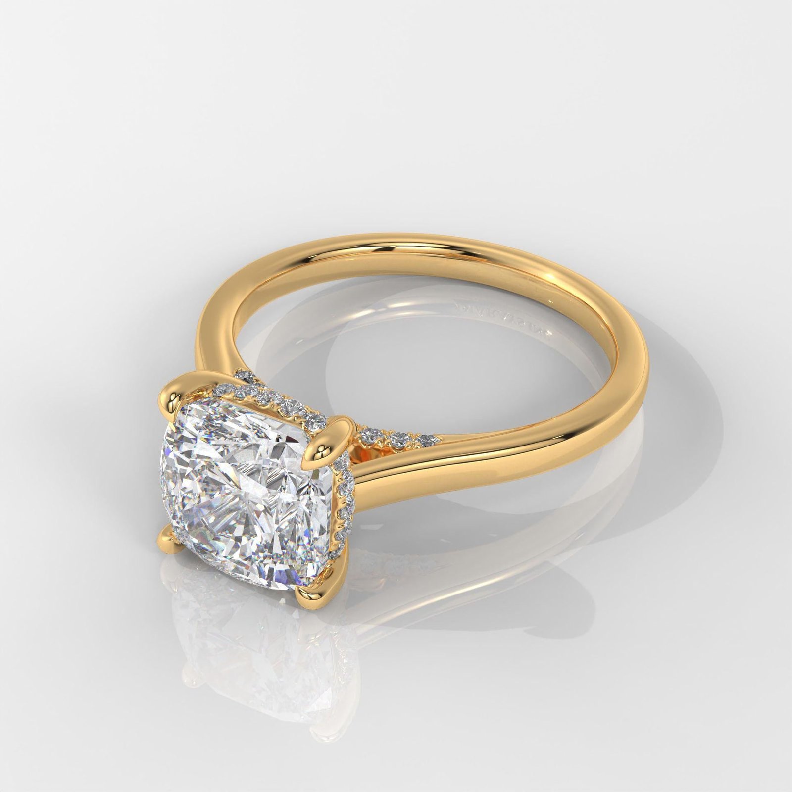 Square Cushion Hiddden Halo Engagement Ring - Image 2