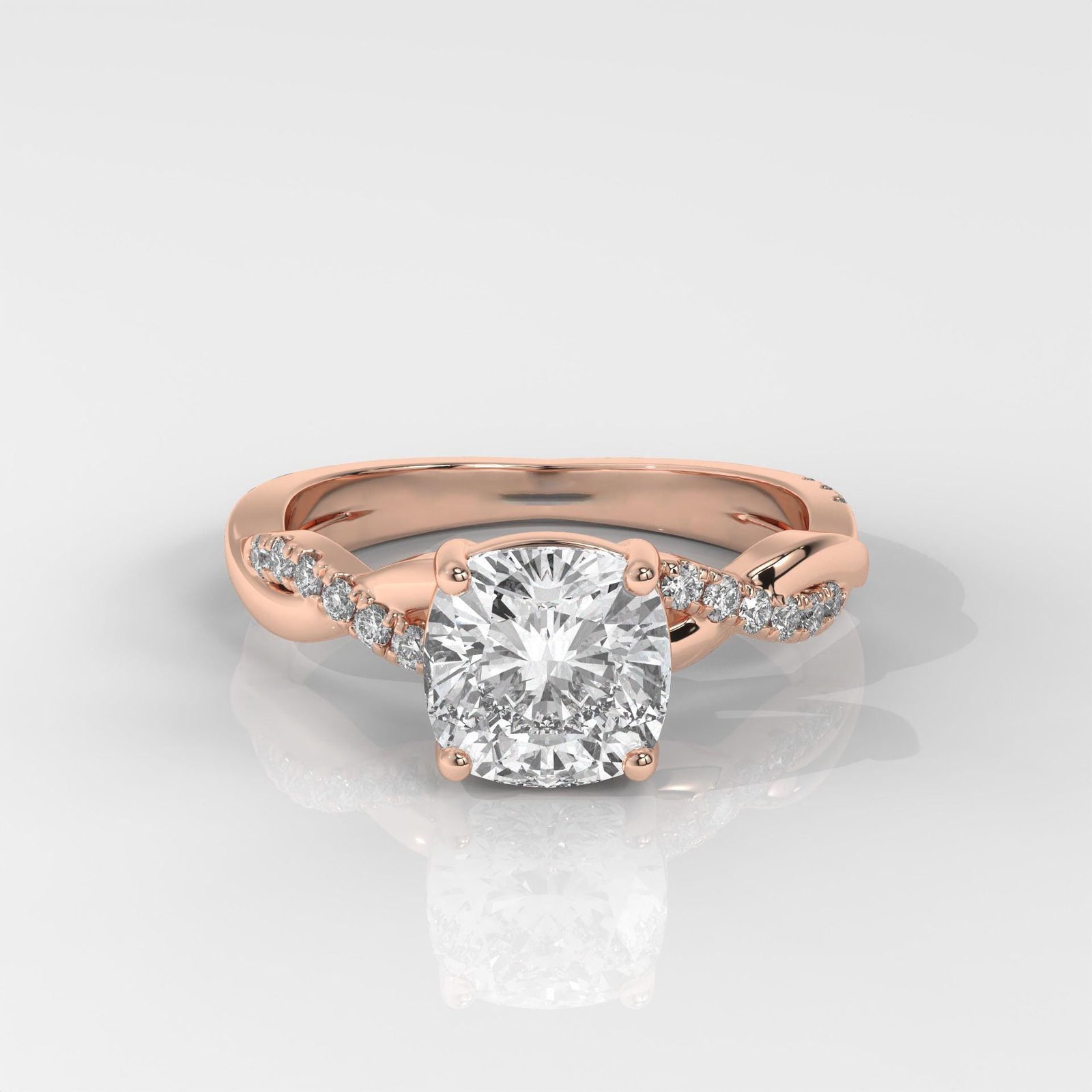 Square Cushion Cut Engagement Ring with Twisted Band - Image 7
