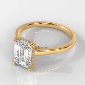 Emerald Cut Hidden Halo Engagement Ring