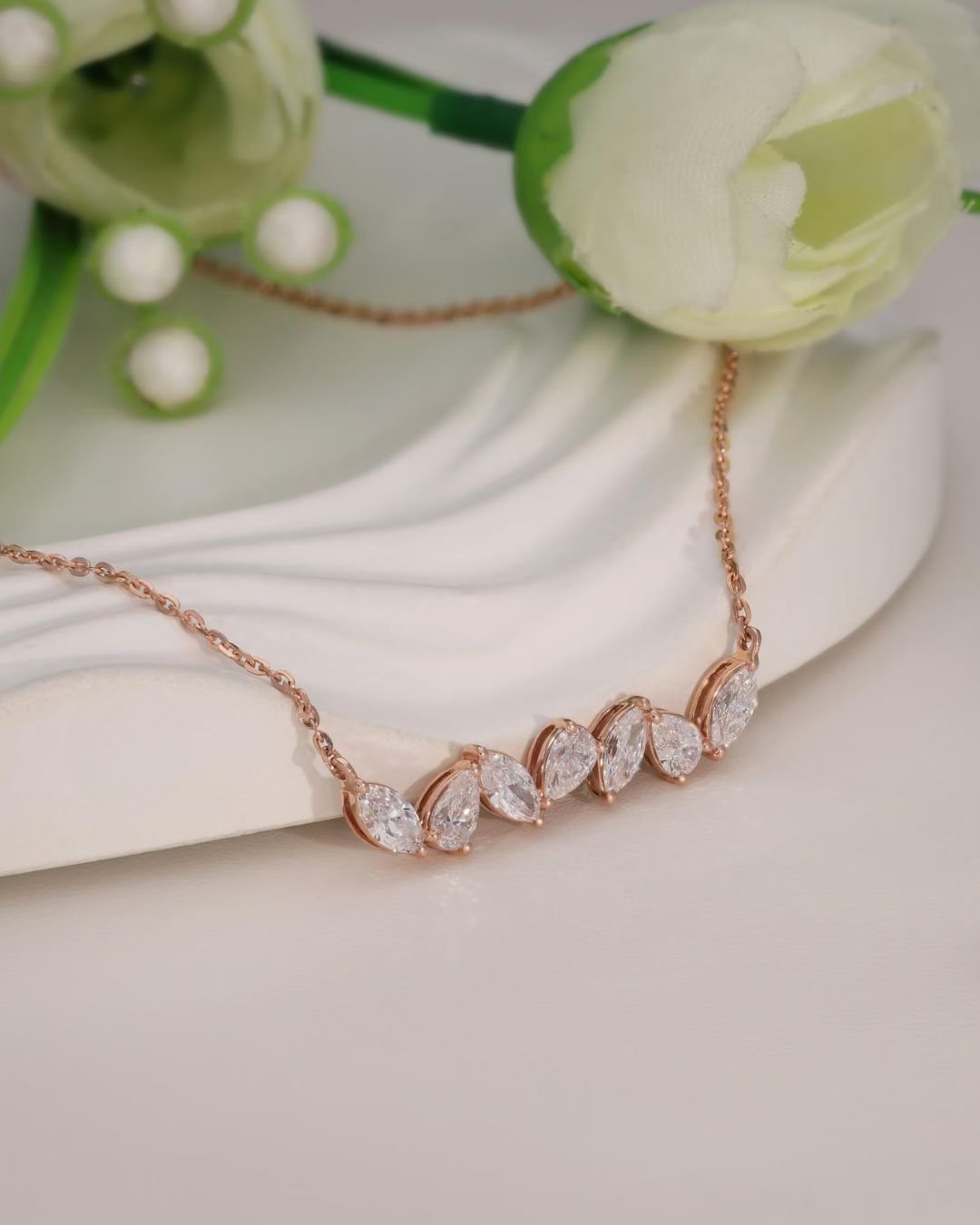 Pear & Marquise Lab Grown Diamond Cluster Necklace - Image 2
