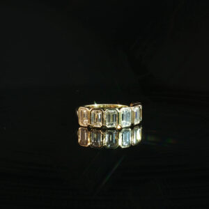 14K Gold Emerald Cut Half Band with 3.11CTW Diamonds