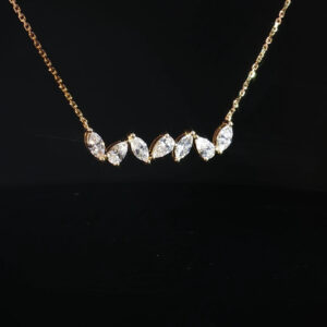 14K Yellow Gold Marquise & Pear Diamond Necklace