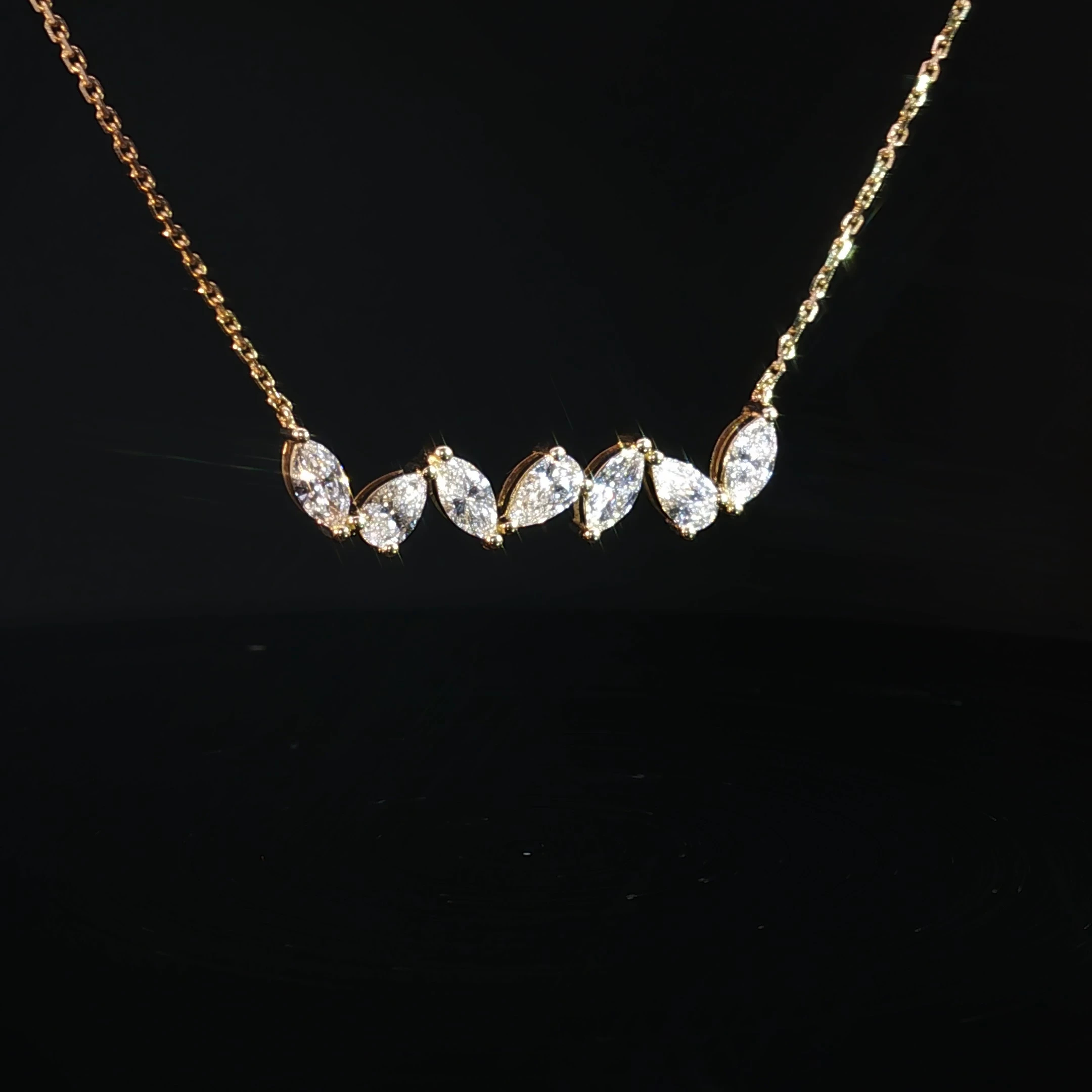 14K Yellow Gold Marquise & Pear Diamond Necklace