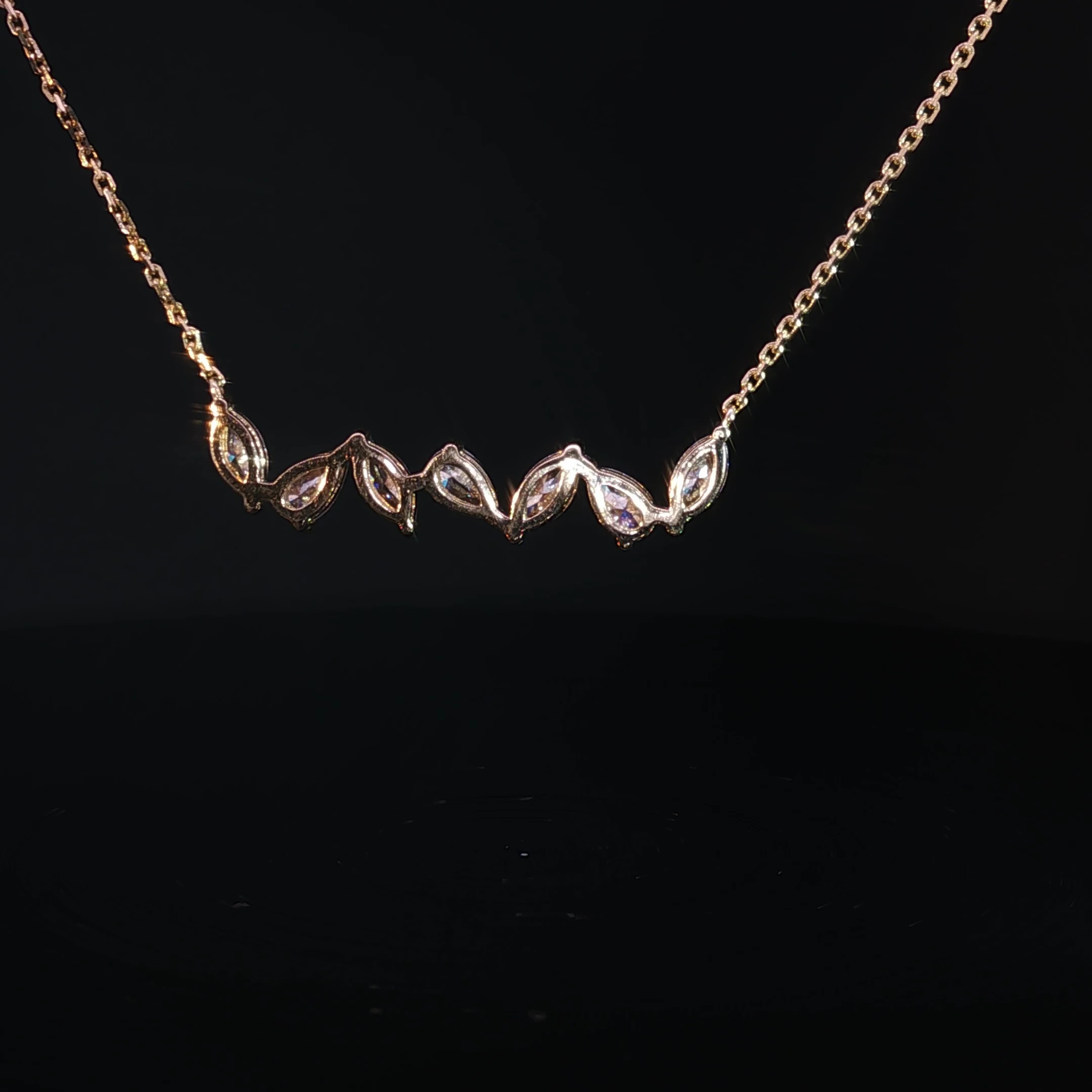 14K Yellow Gold Marquise & Pear Diamond Necklace - Image 2