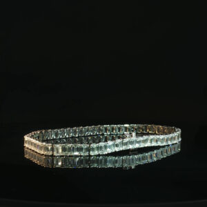 14K White Gold Emerald Cut Diamond Tennis Bracelet