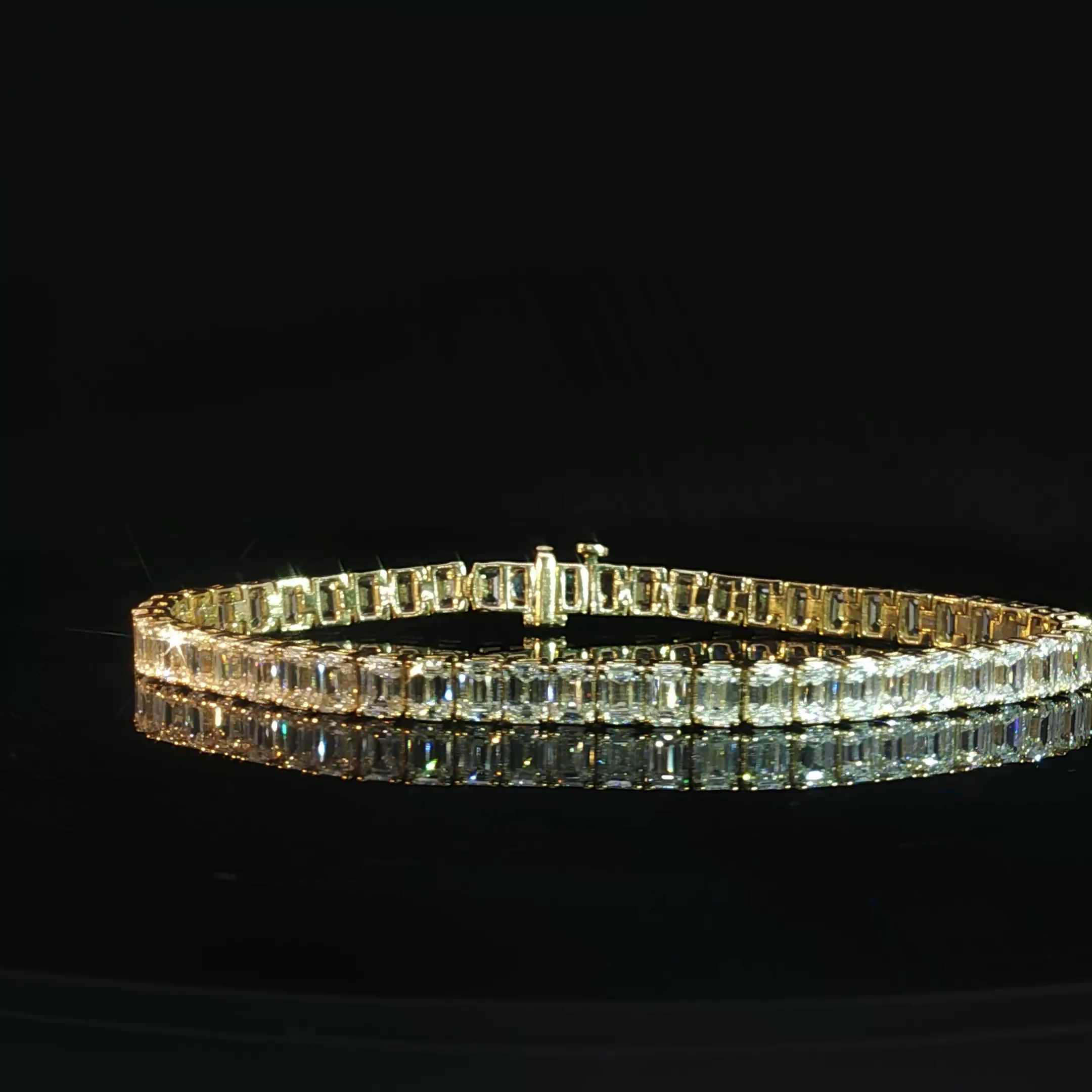 14K Yellow Gold Emerald-Cut Diamond Tennis Bracelet - Image 2