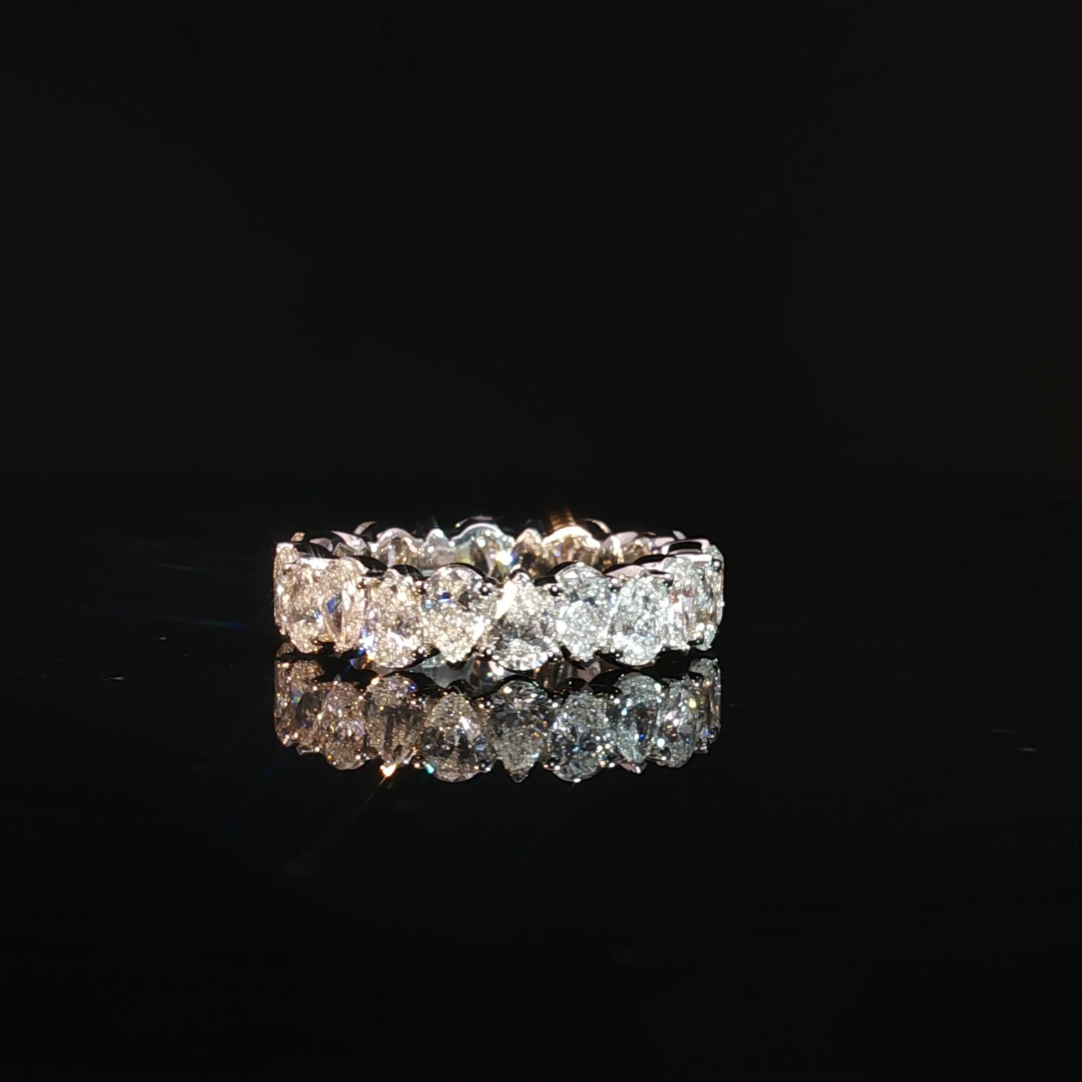 14K Gold Pear Cut Eternity Band with 3.71CT Diamonds - Image 2