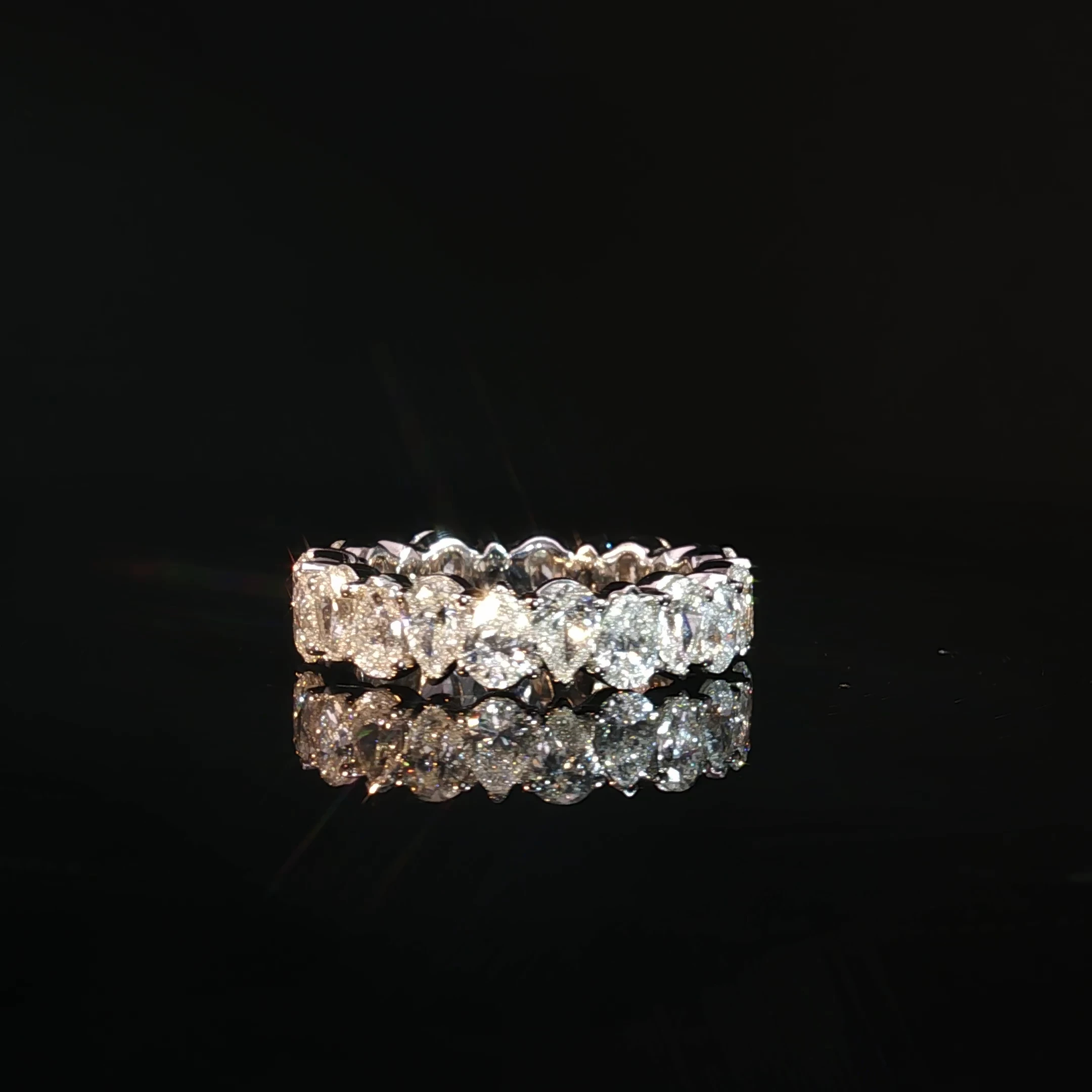 14K Gold Pear Cut Eternity Band with 3.71CT Diamonds - Image 3