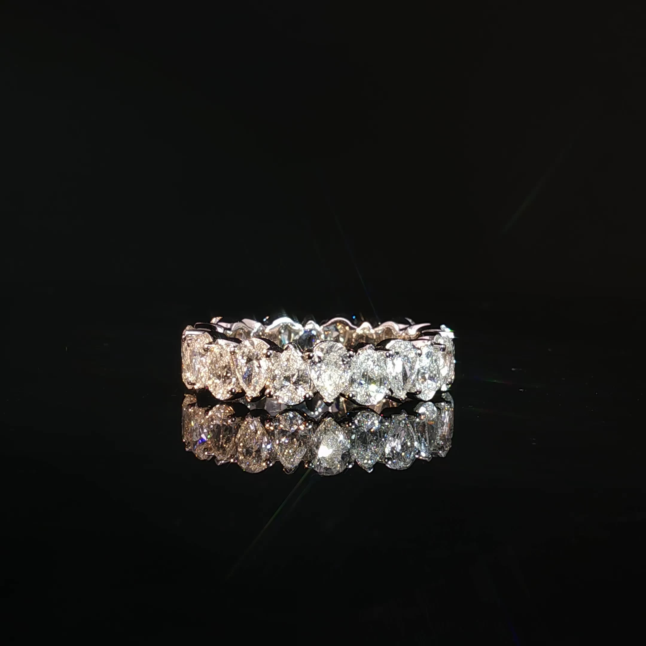 14K Gold Pear Cut Eternity Band with 3.71CT Diamonds - Image 4