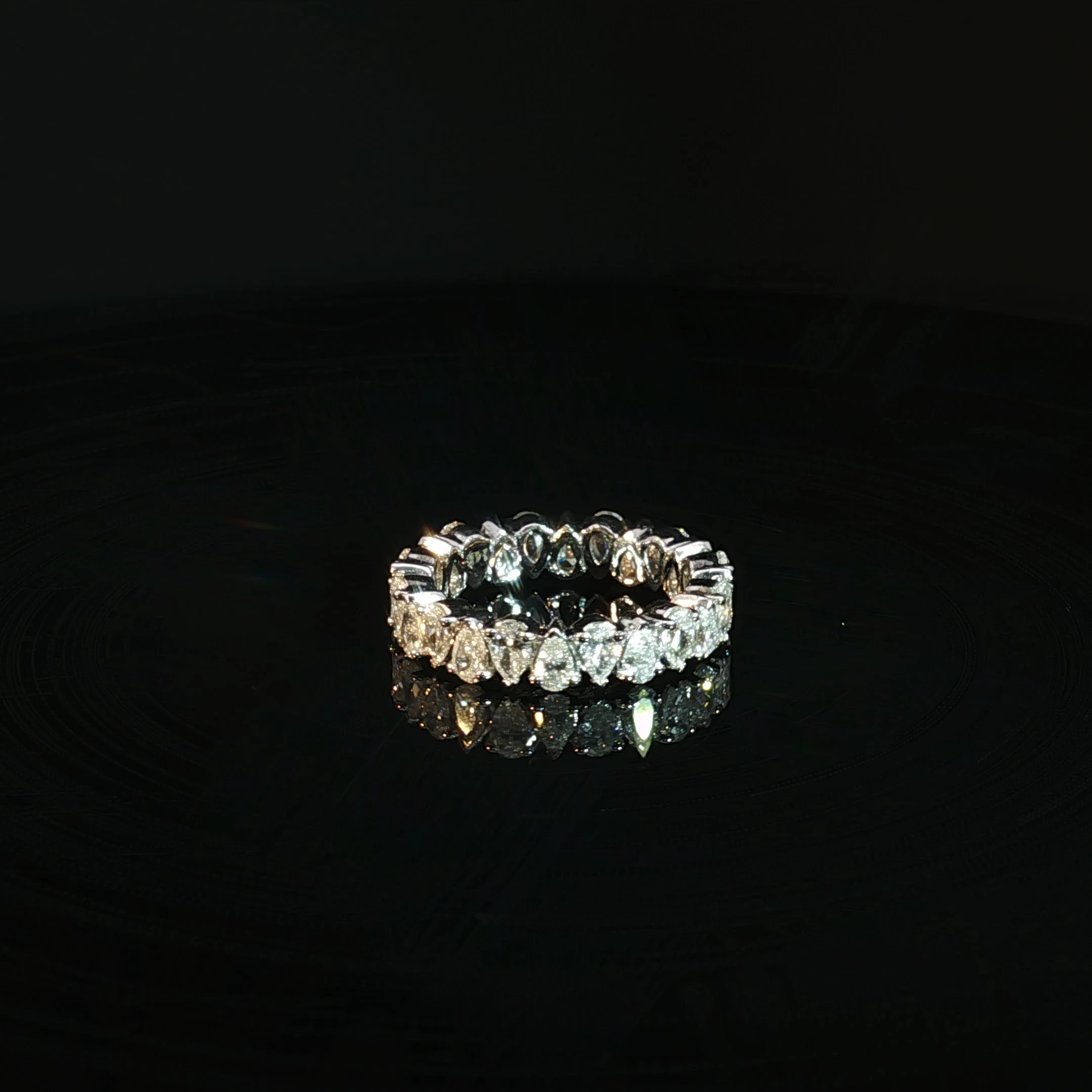 14K Gold Pear Cut Eternity Band with 2.1CT Diamonds