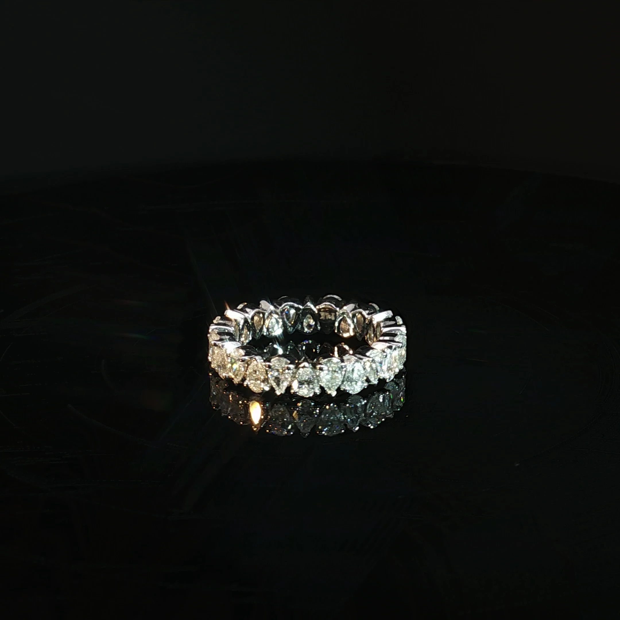 14K Gold Pear Cut Eternity Band with 2.1CT Diamonds - Image 3