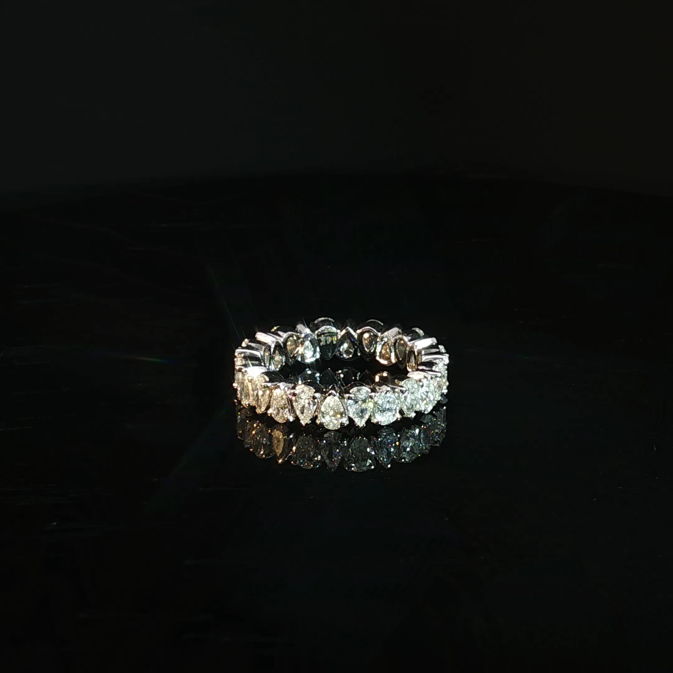 14K Gold Pear Cut Eternity Band with 2.1CT Diamonds - Image 4