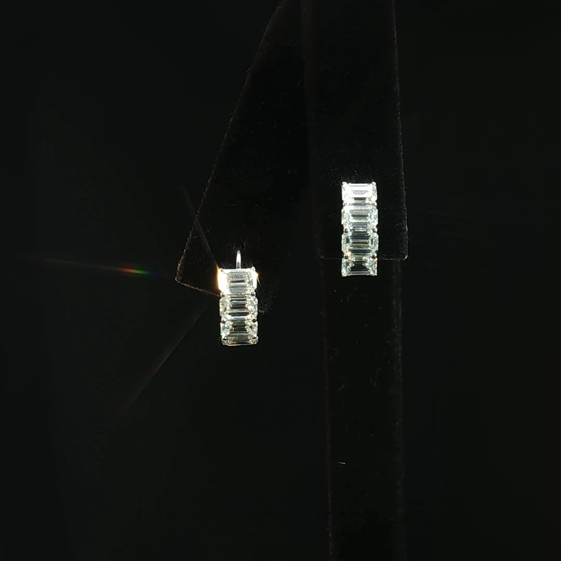 Emerald Cut Lab Grown Diamond Hoop Earrings with 1.70 CTW