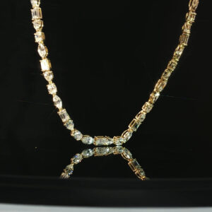 14K Yellow Gold Multi-Shape Diamond Tennis Necklace
