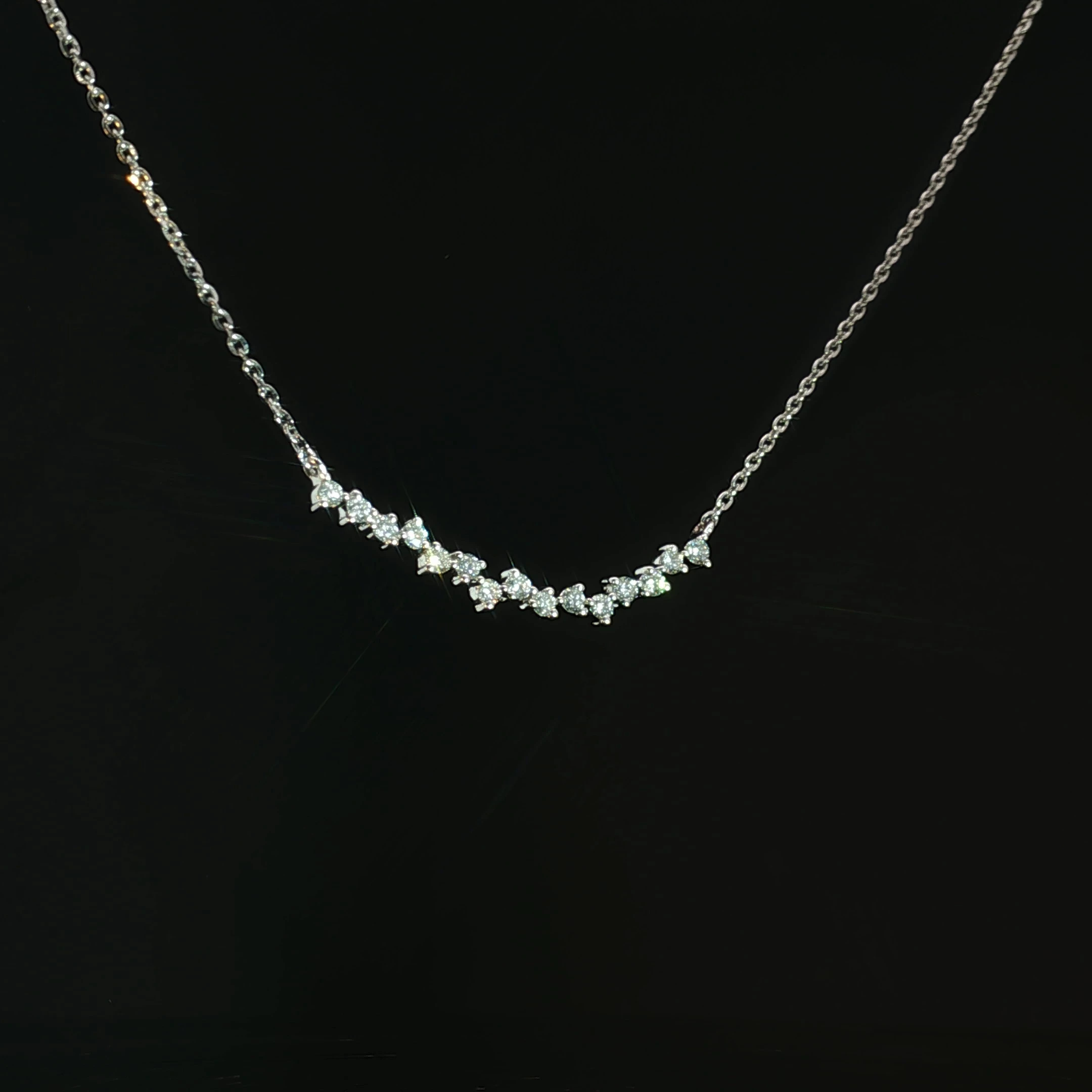 14K White Gold Dainty Diamond Necklace