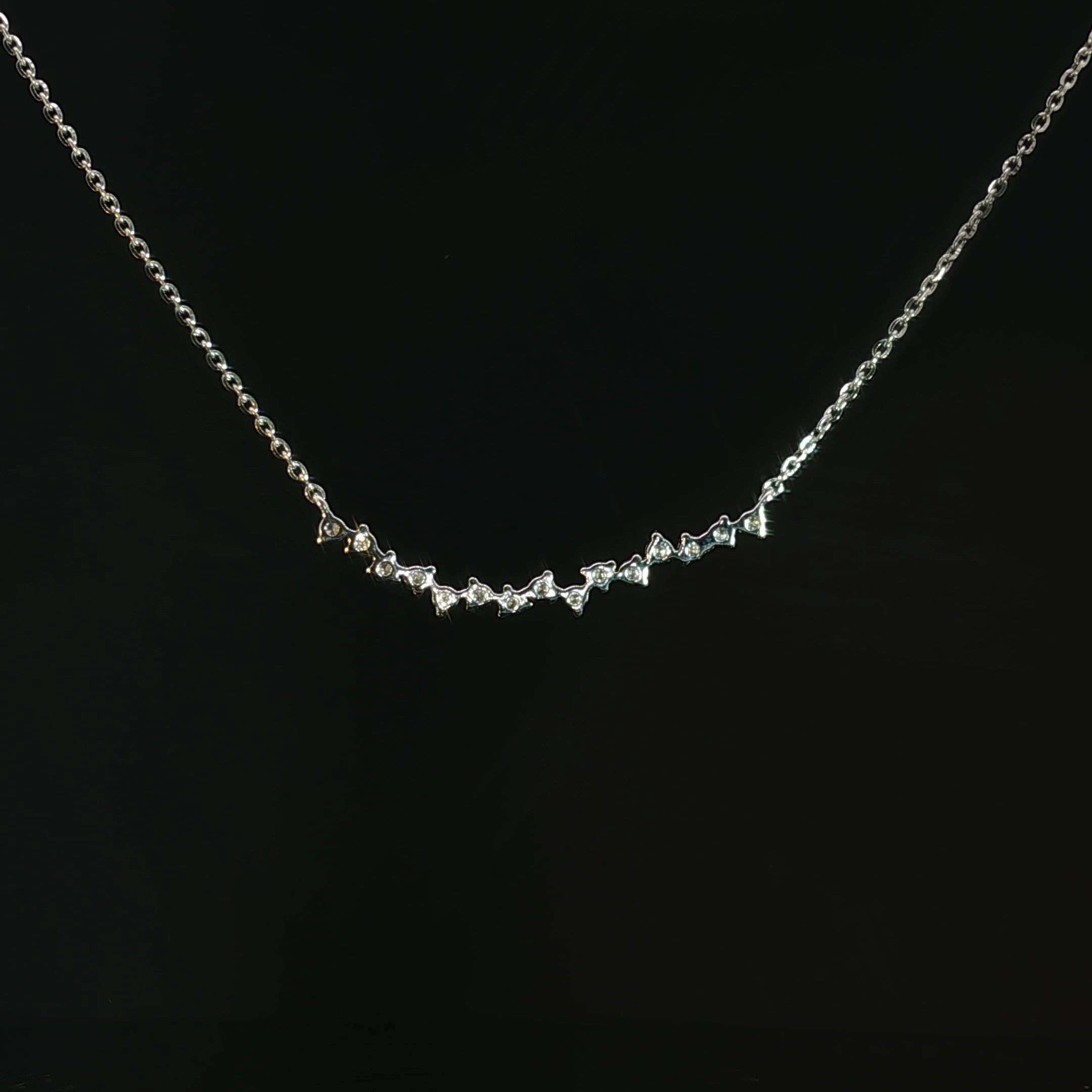14K White Gold Dainty Diamond Necklace - Image 2