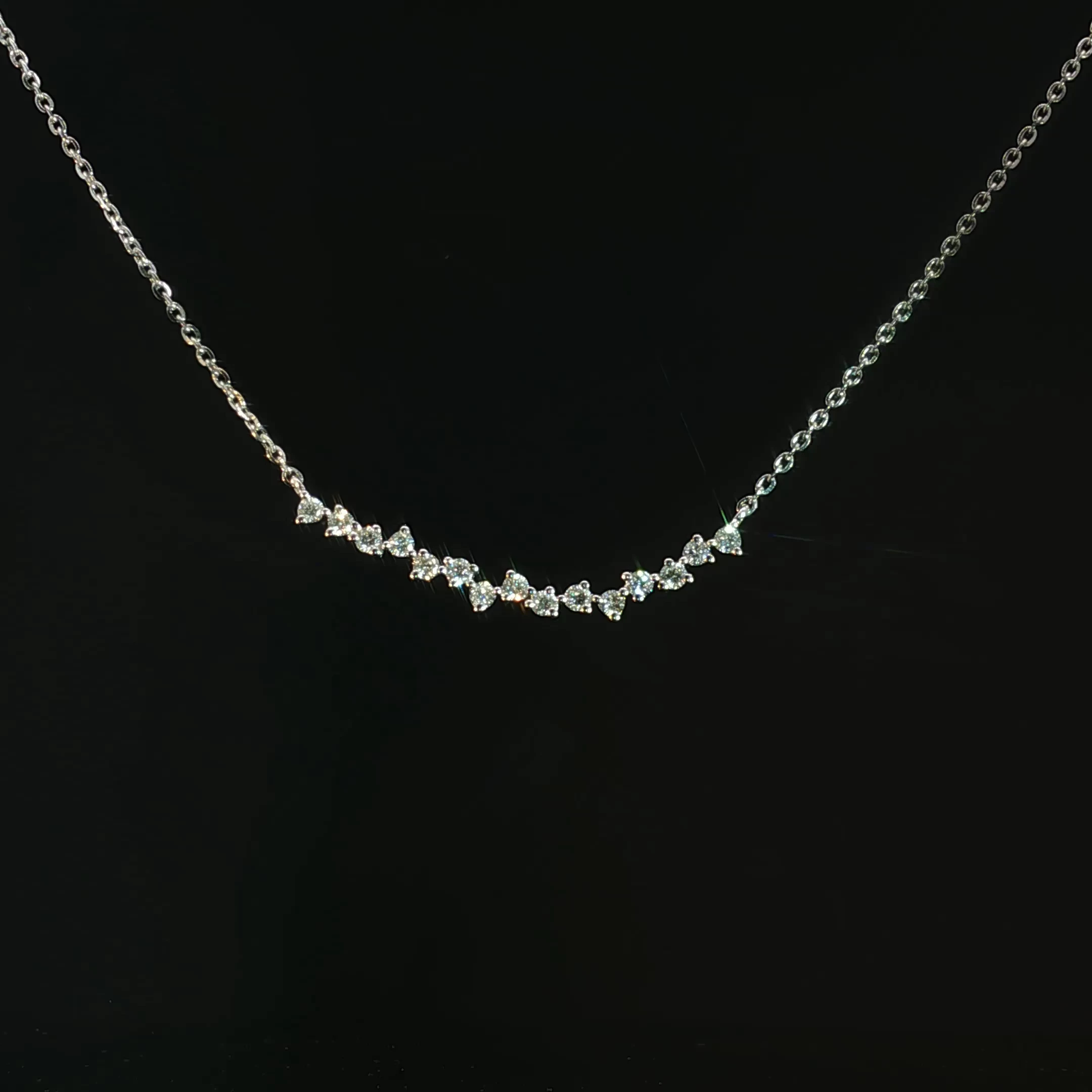 14K White Gold Dainty Diamond Necklace - Image 3