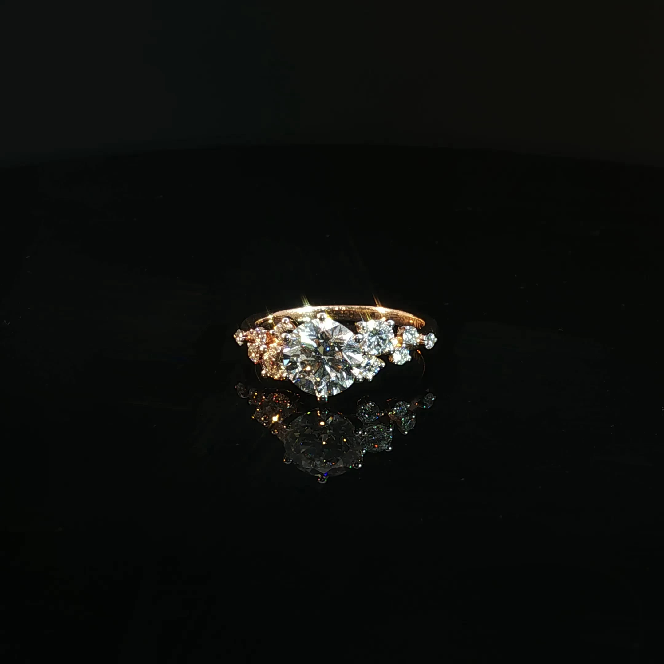 Round Cluster Engagement Ring with 2.06CT Diamonds - Image 4