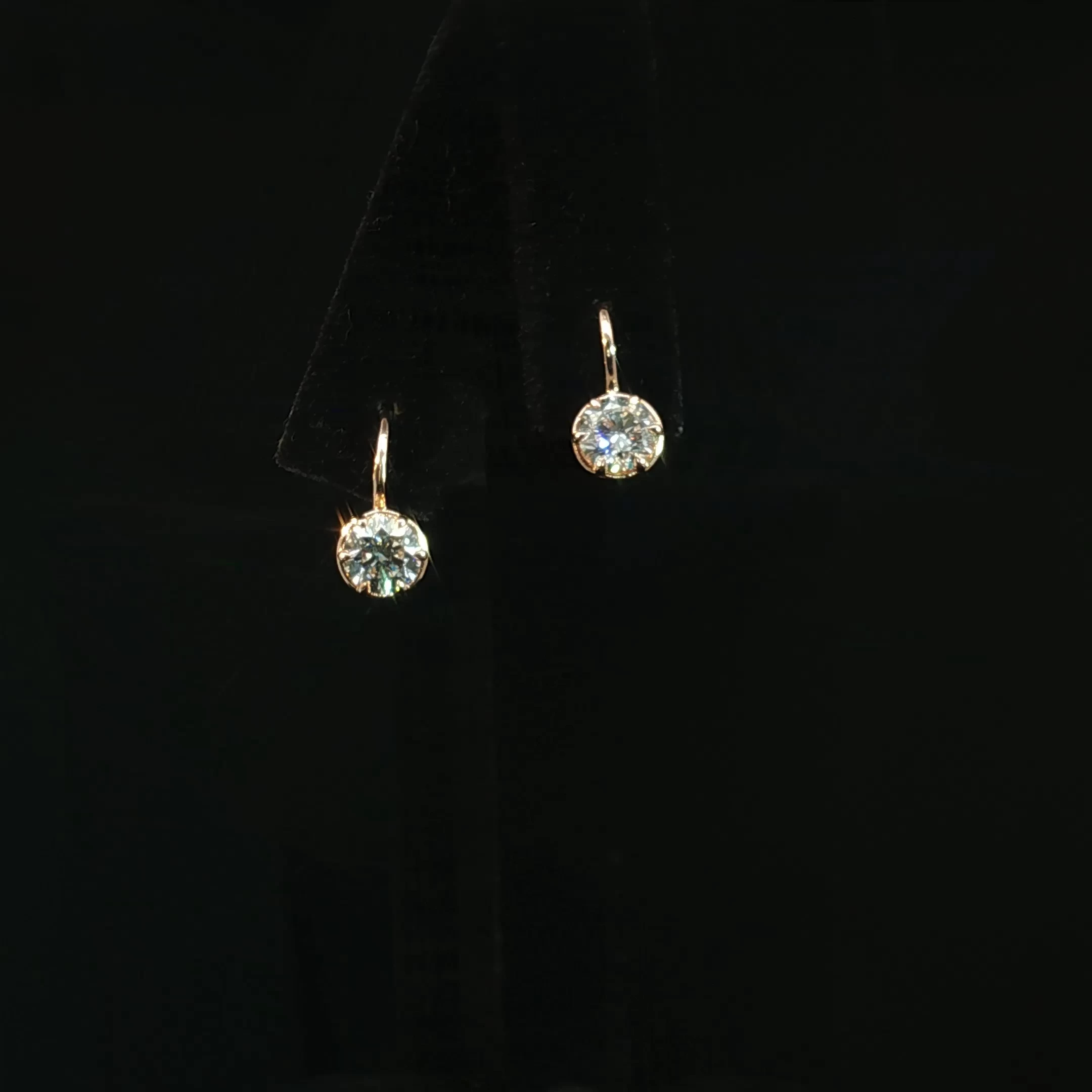Round Solitaire Drop Lab Grown Diamond Hoop Earrings with 1.24 CTW
