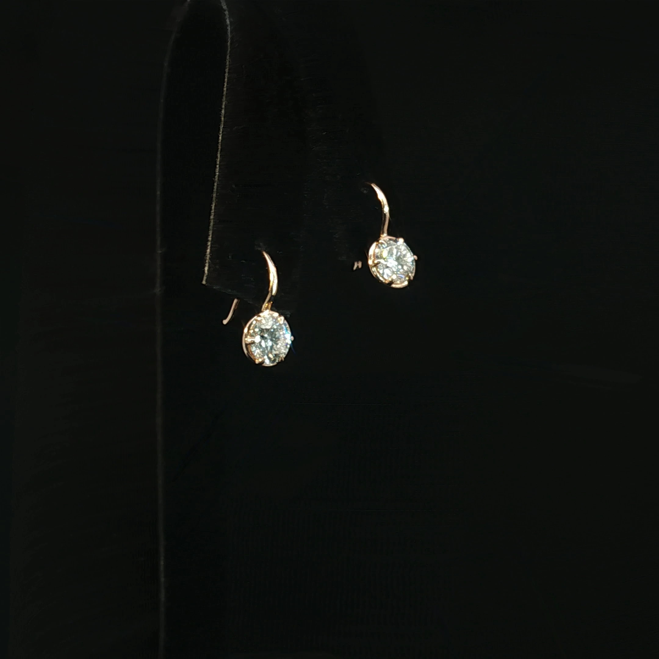 Round Solitaire Drop Lab Grown Diamond Hoop Earrings with 1.24 CTW - Image 2